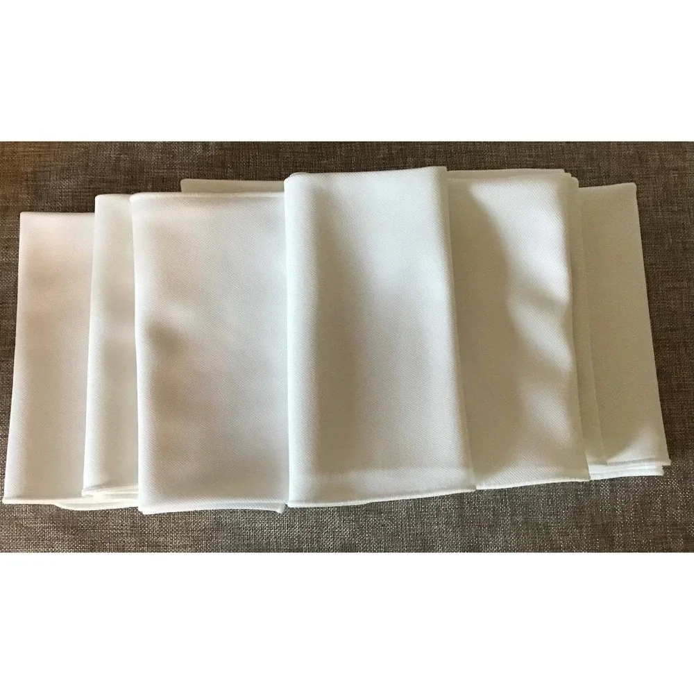 VTG 70's White Cloth Napkins (10) Twill Weave Polyester Linens Classic Elegant